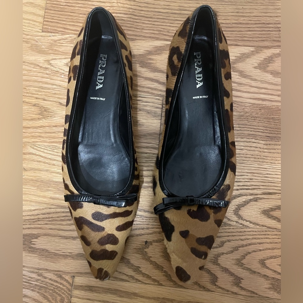 PRADA ponyhair leopard flats - size 39.5 EU